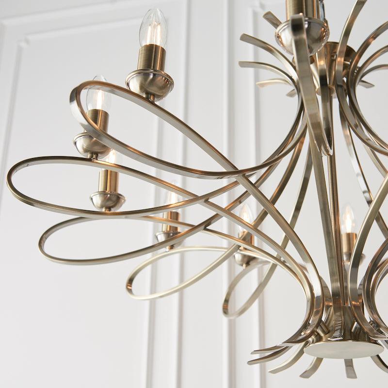 penn 12 light brass chandelier close up