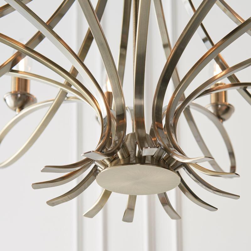 penn 12 light brass chandelier bottom close up