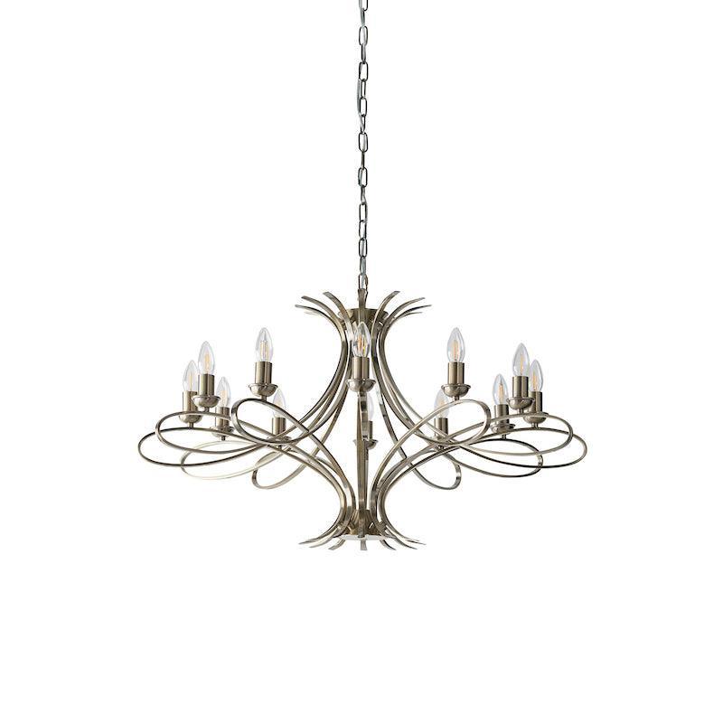 Interiors 1900 Penn 12 Light Brushed Brass Chandelier-Interiors 1900-14-Tiffany Lighting Direct