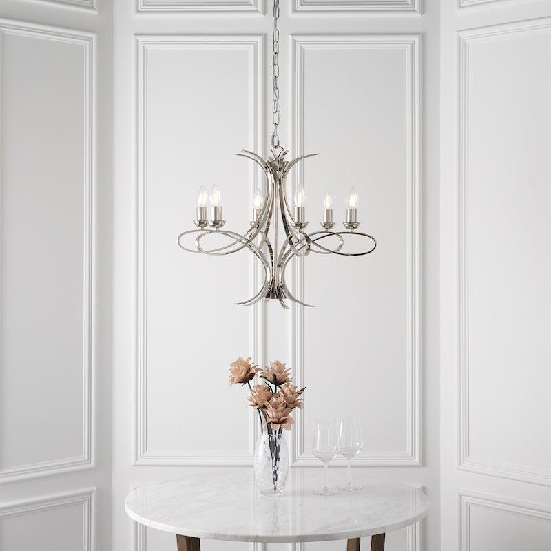 Penn 6 Light Polished Nickel Chandelier Interiors 1900-Interiors 1900-7-Tiffany Lighting Direct