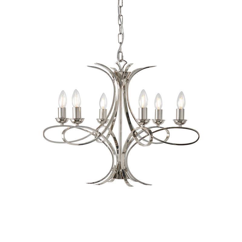 Penn 6 Light Polished Nickel Chandelier Interiors 1900-Interiors 1900-12-Tiffany Lighting Direct