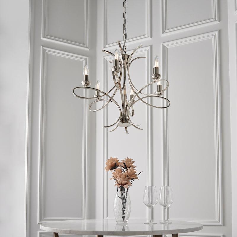 Penn 6 Light Polished Nickel Chandelier Interiors 1900-Interiors 1900-9-Tiffany Lighting Direct