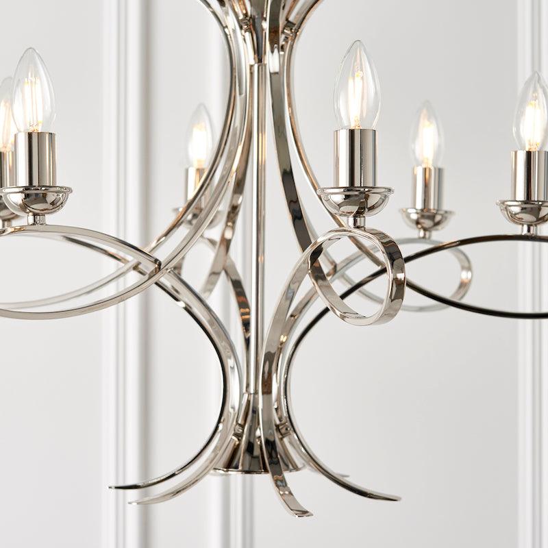 Penn 6 Light Polished Nickel Chandelier Interiors 1900-Interiors 1900-10-Tiffany Lighting Direct
