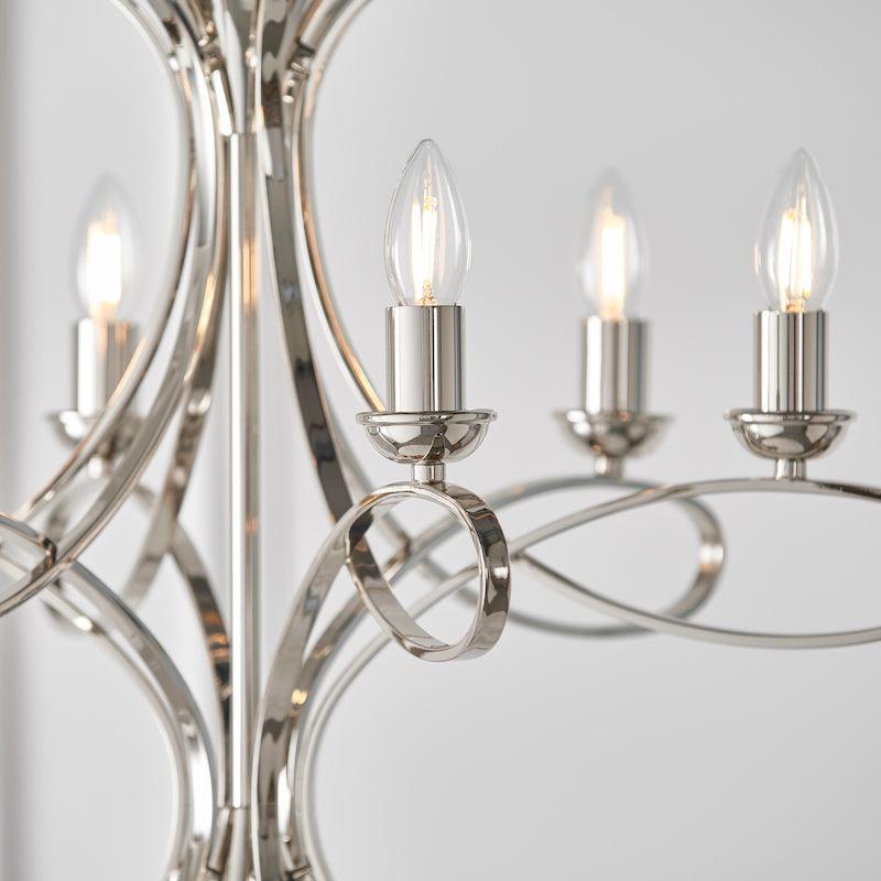 Penn 6 Light Polished Nickel Chandelier Interiors 1900-Interiors 1900-2-Tiffany Lighting Direct
