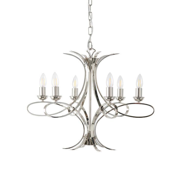 Penn 6 Light Polished Nickel Chandelier Interiors 1900-Interiors 1900-14-Tiffany Lighting Direct