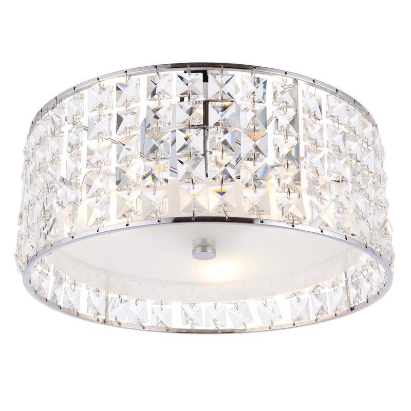 belfont clear crystal and chrome finish flush bathroom ceiling light by Endon Lighting Hallway Lighting Idea wide angle