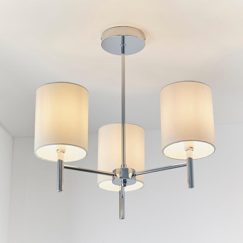 Traditional Flush & Semi Flush Ceiling Lights - Brio 3 Arm Chrome Finish Semi Flush Ceiling Light BRIO-3CH side