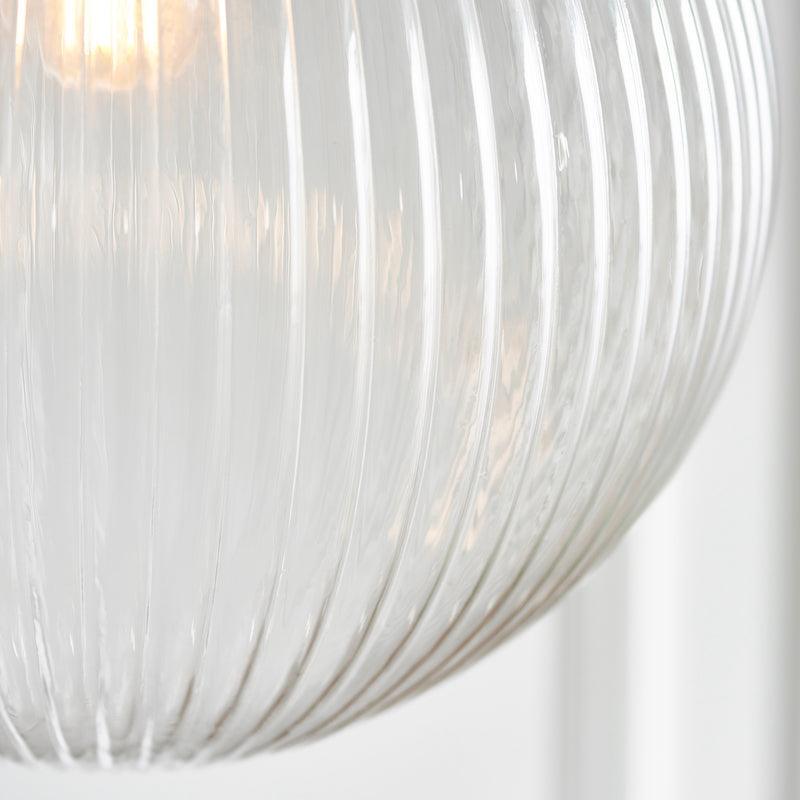 Brydon 1 Light Clear Ribbed Glass & Brass Pendant - 35cm-Ceiling Pendant Lights-Endon Lighting living room close. up unlit Tiffany Lighting Direct