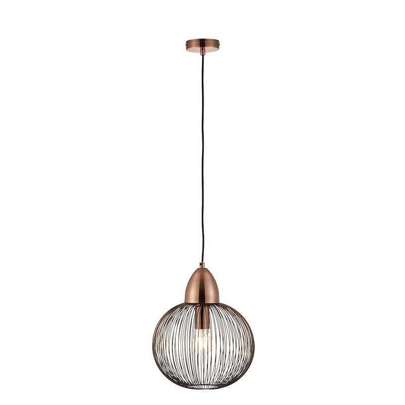 Tiffany Lamps & Lighting Nicola 1LT Antique Copper Pendant Ceiling Light 68987by Endon