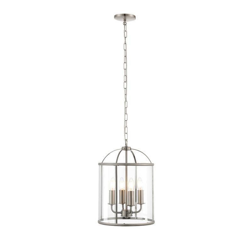 Tiffany Lamps & Lighting Lambeth 4LT chrome & Clear Glass Pendant Ceiling Light 70324by Endon