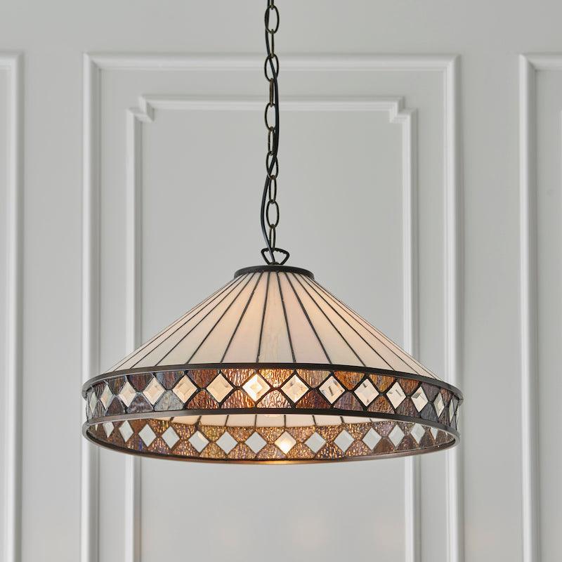 fargo tiffany large pendant light Bedroom Lighting lit image