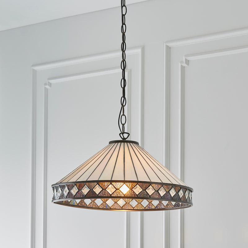 fargo tiffany large pendant light unlit close up image