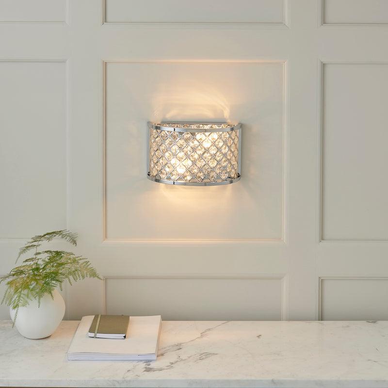 Traditional Flush And Semi Flush Ceiling Lights - Hudson chrome Plate & crystal 2LT Semi Flush HUDSON-2WBCH setting