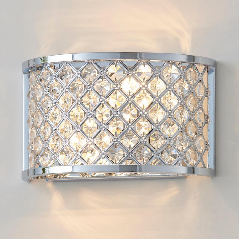 Traditional Flush And Semi Flush Ceiling Lights - Hudson chrome Plate & crystal 2LT Semi Flush HUDSON-2WBCH on
