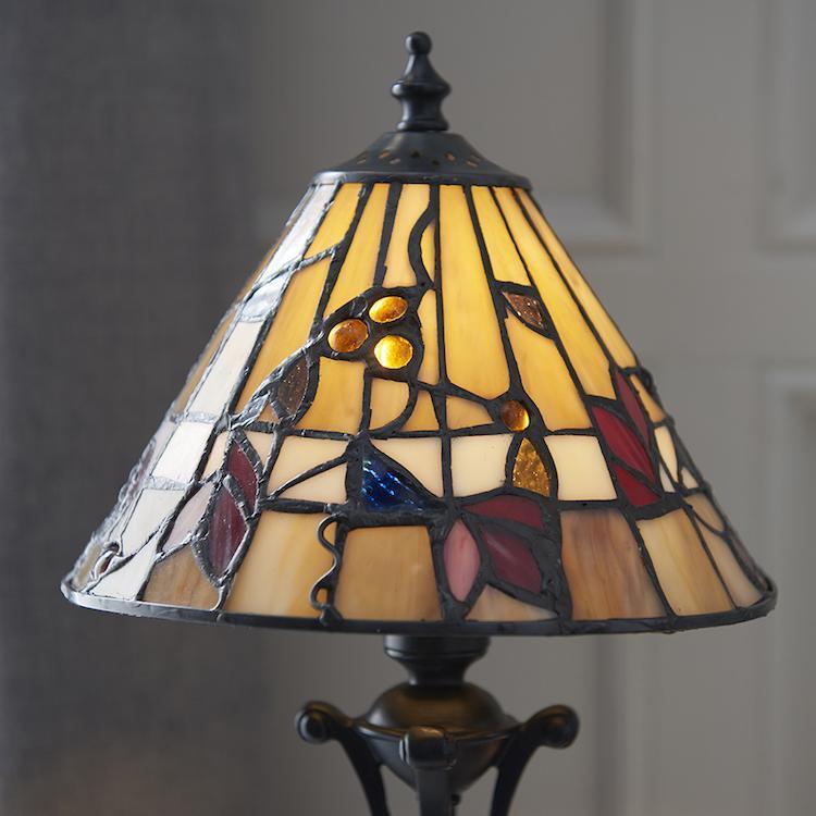 berwood tiffany bedside lamp Close Up Lit Image