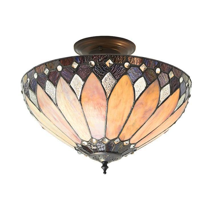Tiffany Ceiling Flush & Semi Flush Lights - Brooklyn Tiffany Medium Semi-Flush Ceiling Light 63978