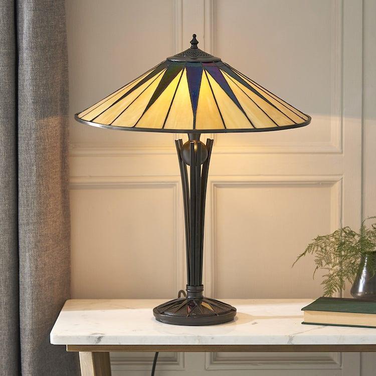 Interiors 1900 Dark Star Tiffany 2 Light Table Lamp