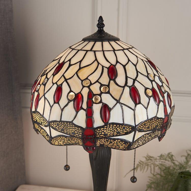 beige dragonfly medium tiffany lamp Living room lighting image