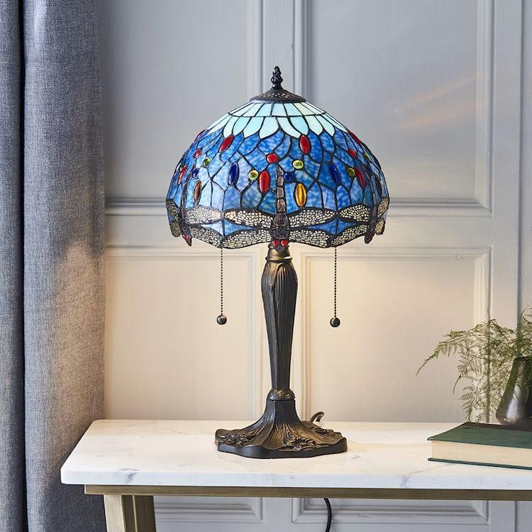 Interiors 1900 Blue Dragonfly Small Tiffany Table Lamp