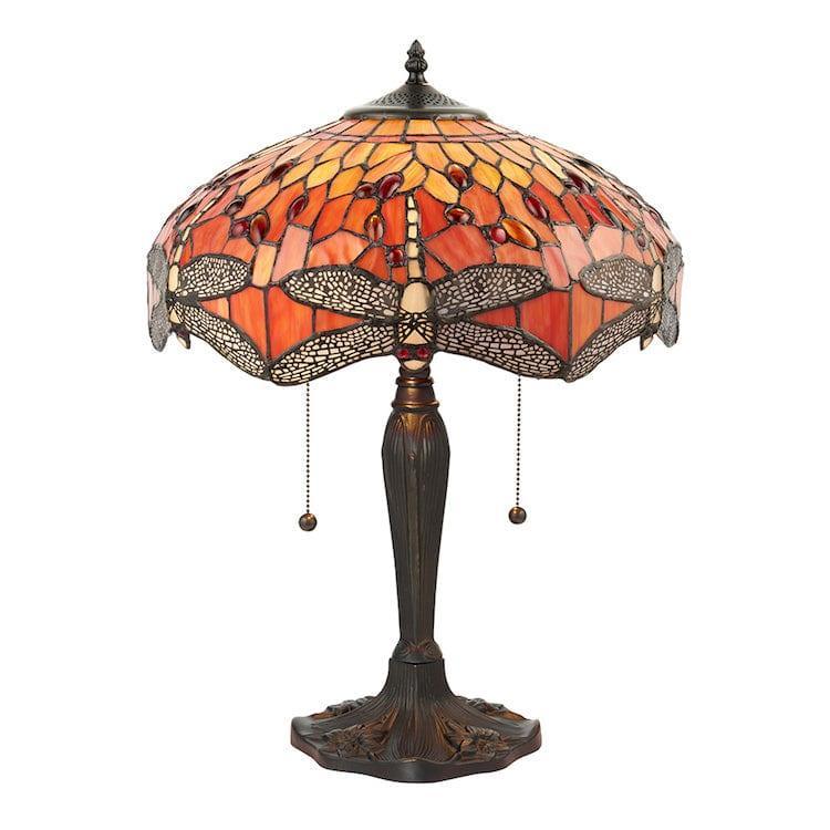 Large Tiffany Lamps - Flame Dragonfly Tiffany Lamp 64093