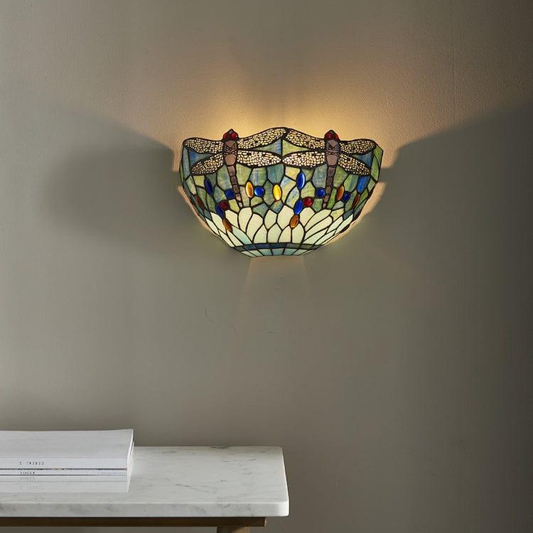 Interiors 1900 Blue Dragonfly Tiffany Wall Light