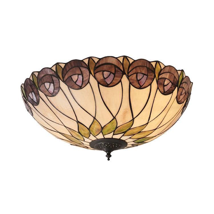 Tiffany Ceiling Flush & Semi Flush Lights - Hutchinson Large Tiffany 2 Light Flush Ceiling Light 64173