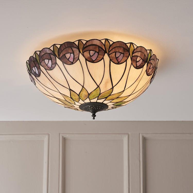 Interiors 1900 Hutchinson Large Flush Tiffany Ceiling Light