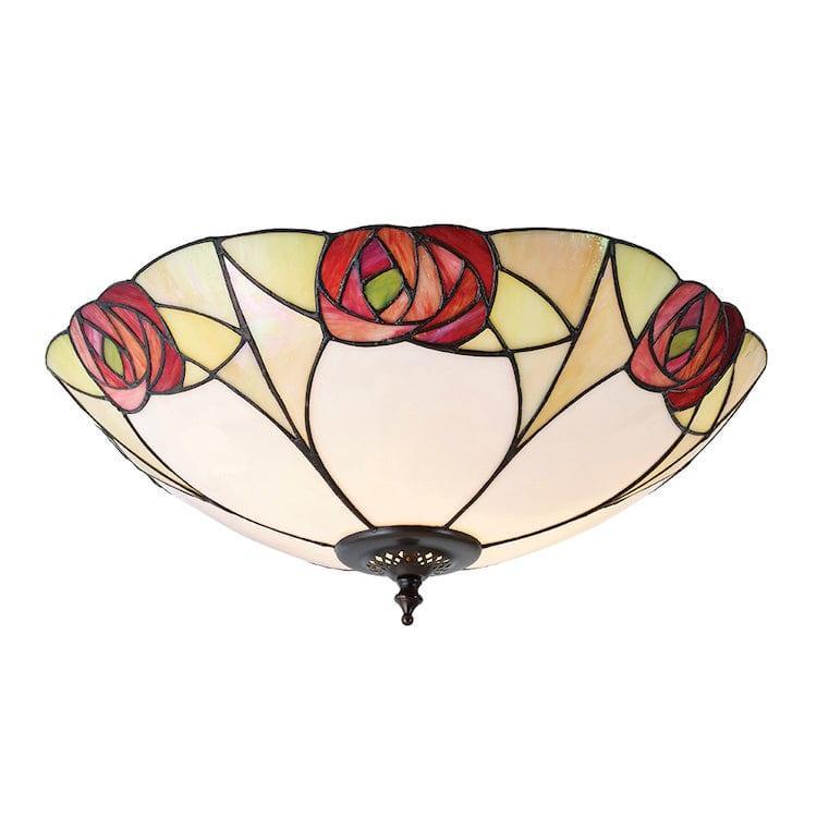 Tiffany Ceiling Flush & Semi Flush Lights - Ingram Large Tiffany 2 Light Flush Ceiling Light 64182