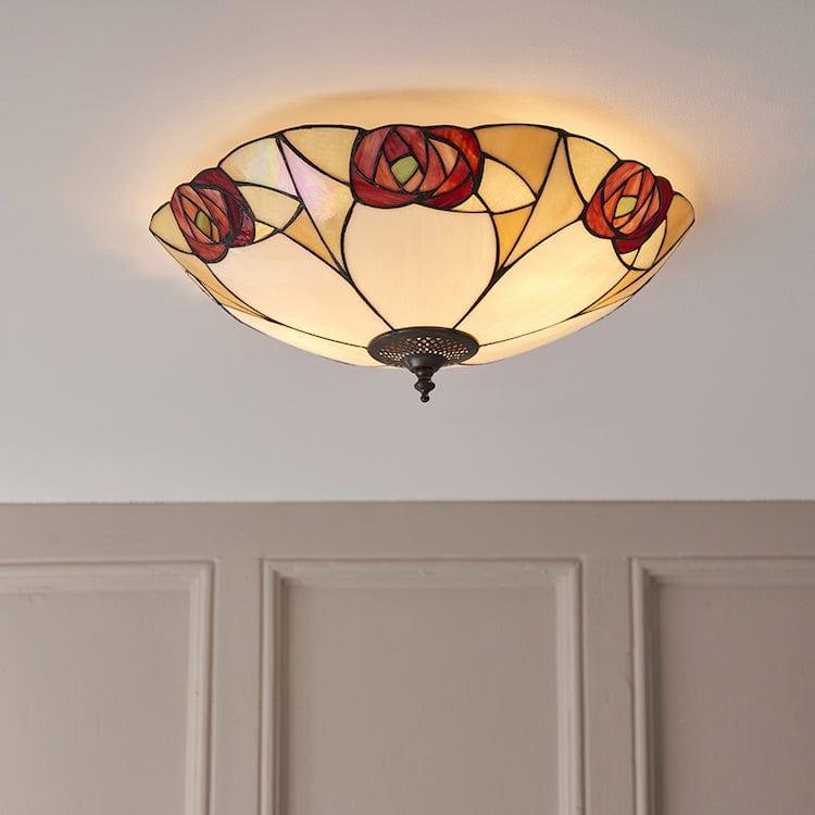 Interiors 1900 Ingram Large Flush Tiffany Ceiling Light