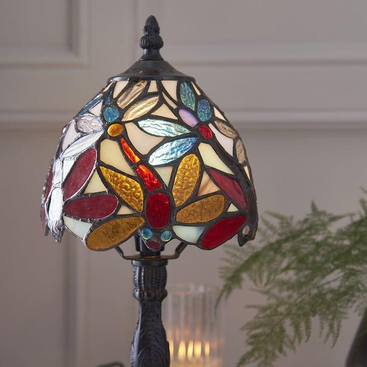 lorette tiffany bedside lamp 64246 Close Up Lit Image