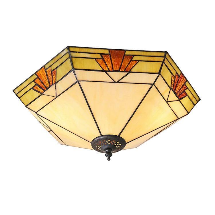 Tiffany Ceiling Flush & Semi Flush Lights - Nevada Large Tiffany 2 Light Flush Ceiling Light 64284