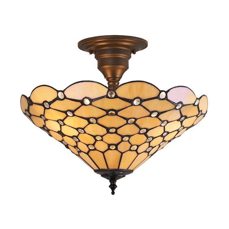 Tiffany Ceiling Flush & Semi Flush Lights - Pearl Medium Tiffany 3 Light Semi-Flush Ceiling Light 64300