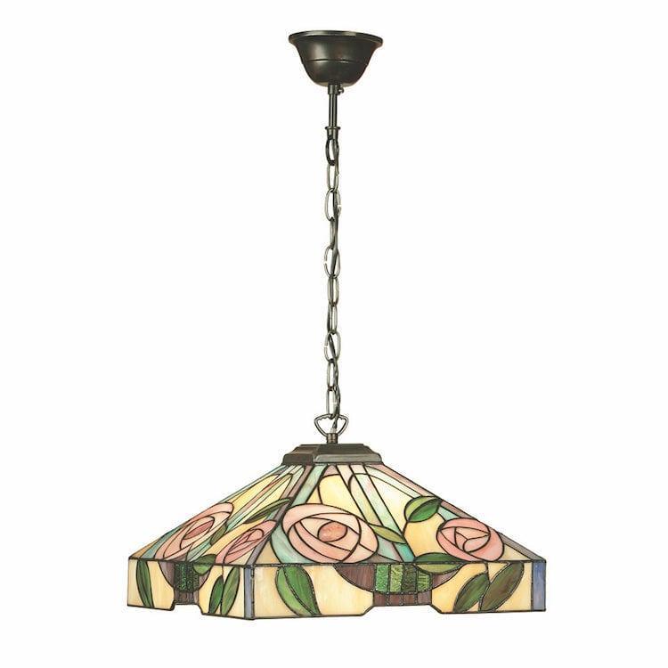 Tiffany Ceiling Pendant Lights - Willow Medium Tiffany Ceiling Pendant Light,Adjustable Chain,Single Bulb Fitting 64385