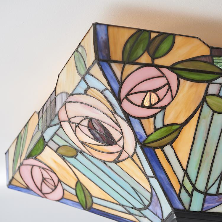 Tiffany Ceiling Flush & Semi Flush Lights - Willow Large Tiffany 2 Light Flush Ceiling Light 70698