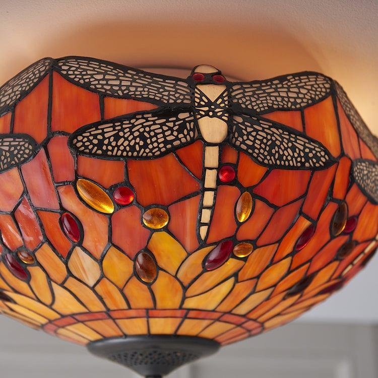 flame dragonfly tiffany medium 2 light flush ceiling light 70721 Living room lighting image