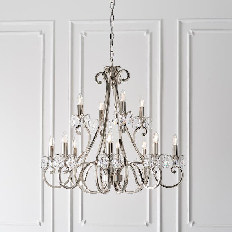 Oksaana nickel chandelier 63540 wide living room image
