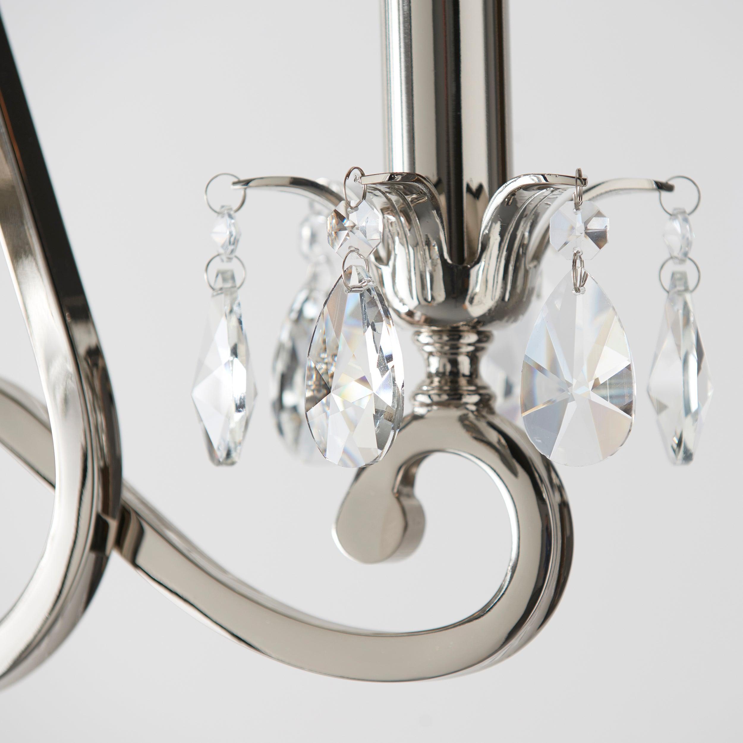 Oksana Nickel Chandelier UL1P3N close up crystal