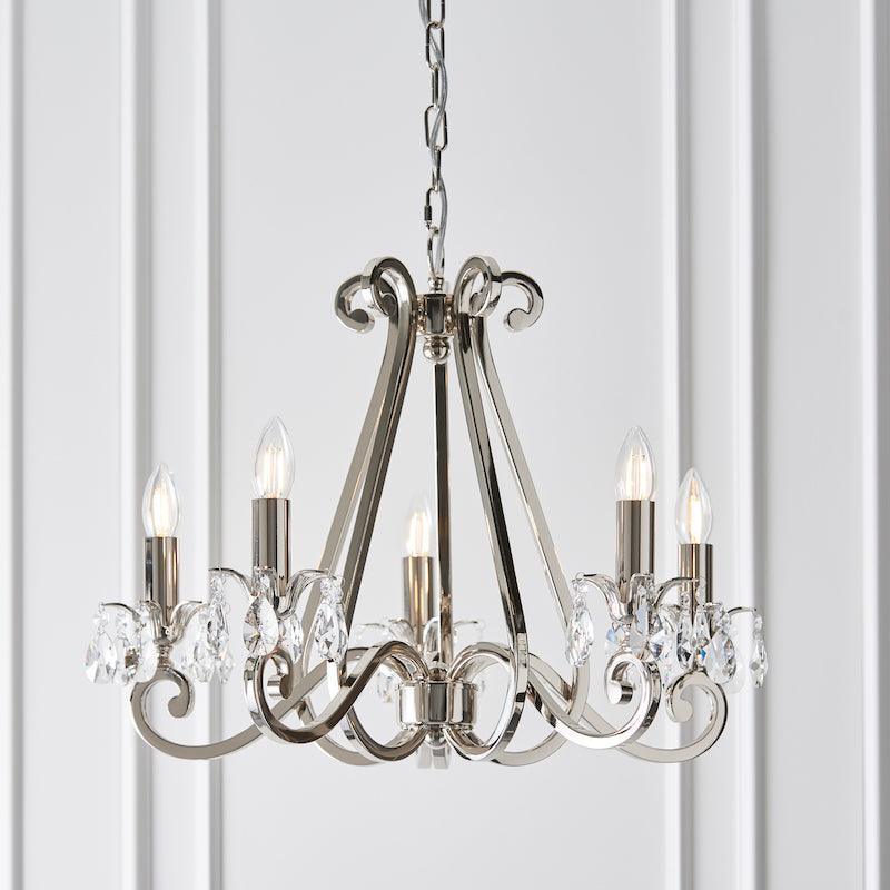 oksana nickel chandelier 63542 living room wide shot