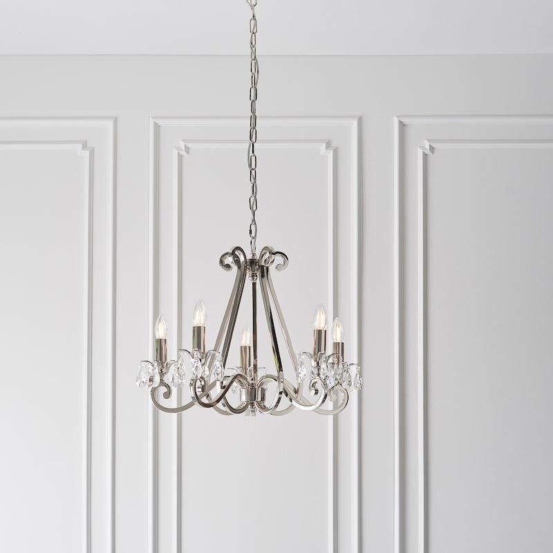 oksana nickel chandelier 63542 living room open shot