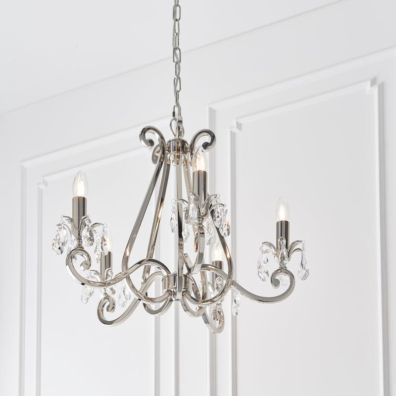 oksana nickel chandelier 63542 living room under shot