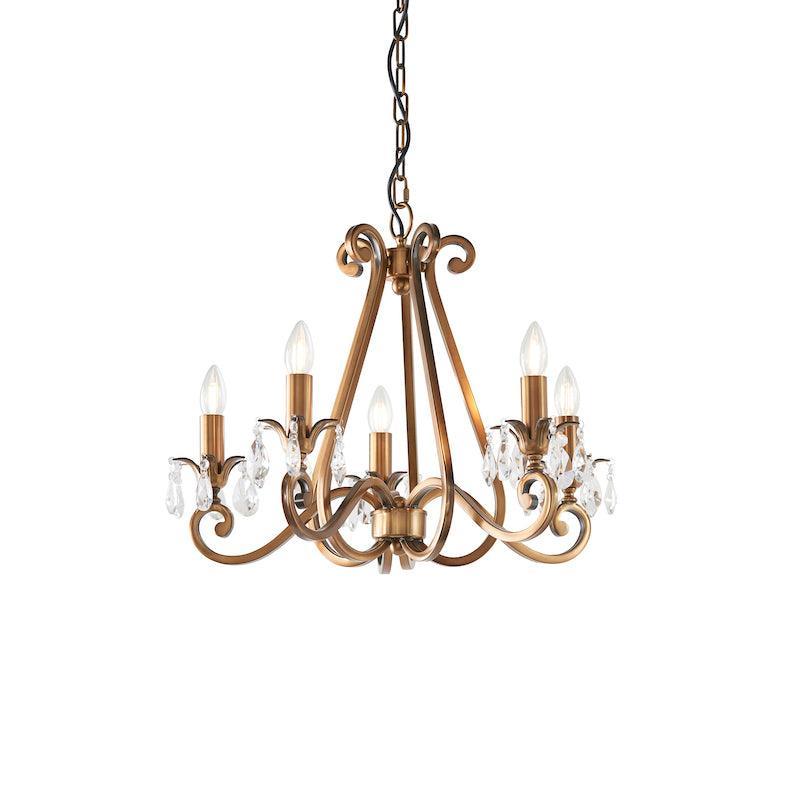 Interiors 1900 Oksana 5 Light Antique Brass Chandelier-Interiors 1900-9-Tiffany Lighting Direct