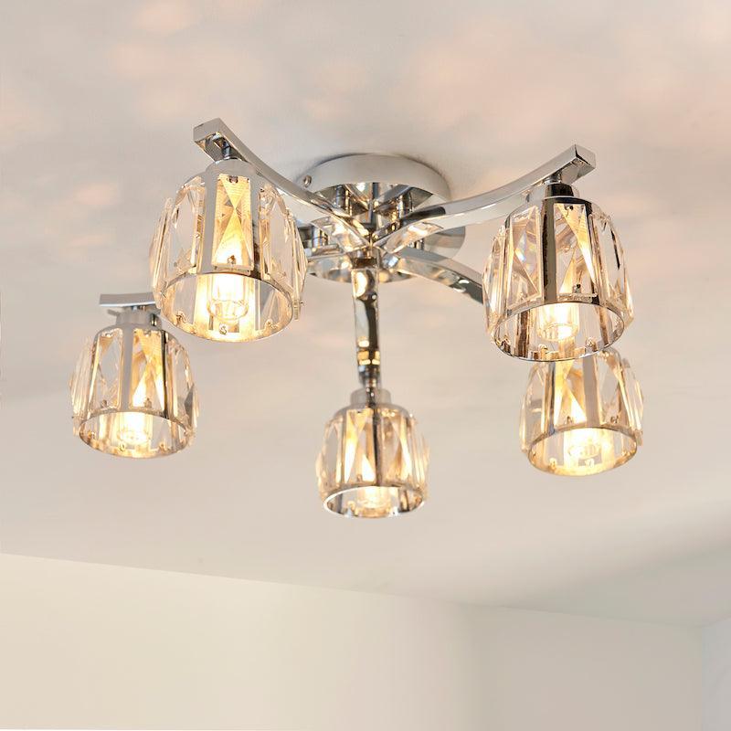 ria 5 light semi flush bathroom ceiling light light by Endon Lighting Bedroom Hero Shot