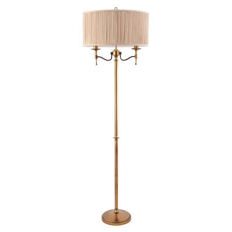Traditional Floor Lamps - Stanford Antique Brass Floor Lamp 63620 unlit
