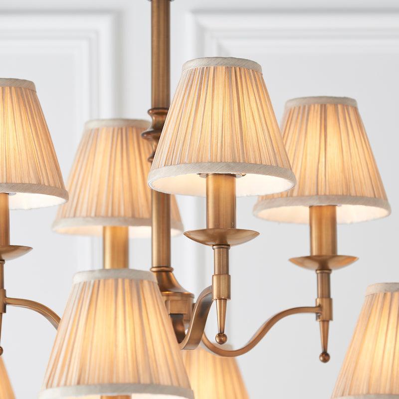 stanford brass chandelier with shades 63626 close up of shade