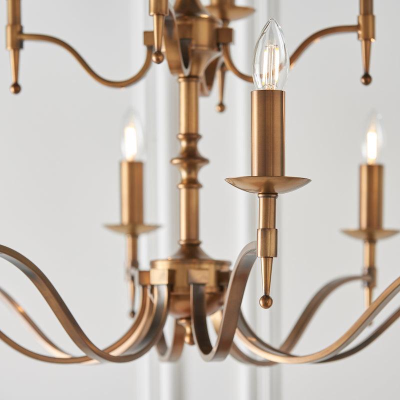 Stanford Brass Chandelier ca1p12b close up candle drip