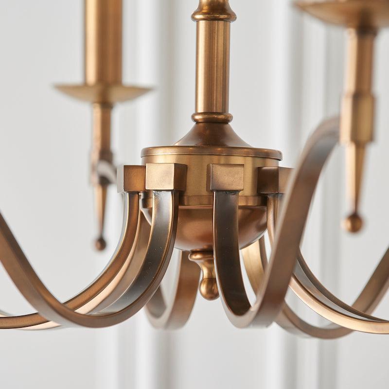 Stanford Brass Chandelier ca1p12b close up arm