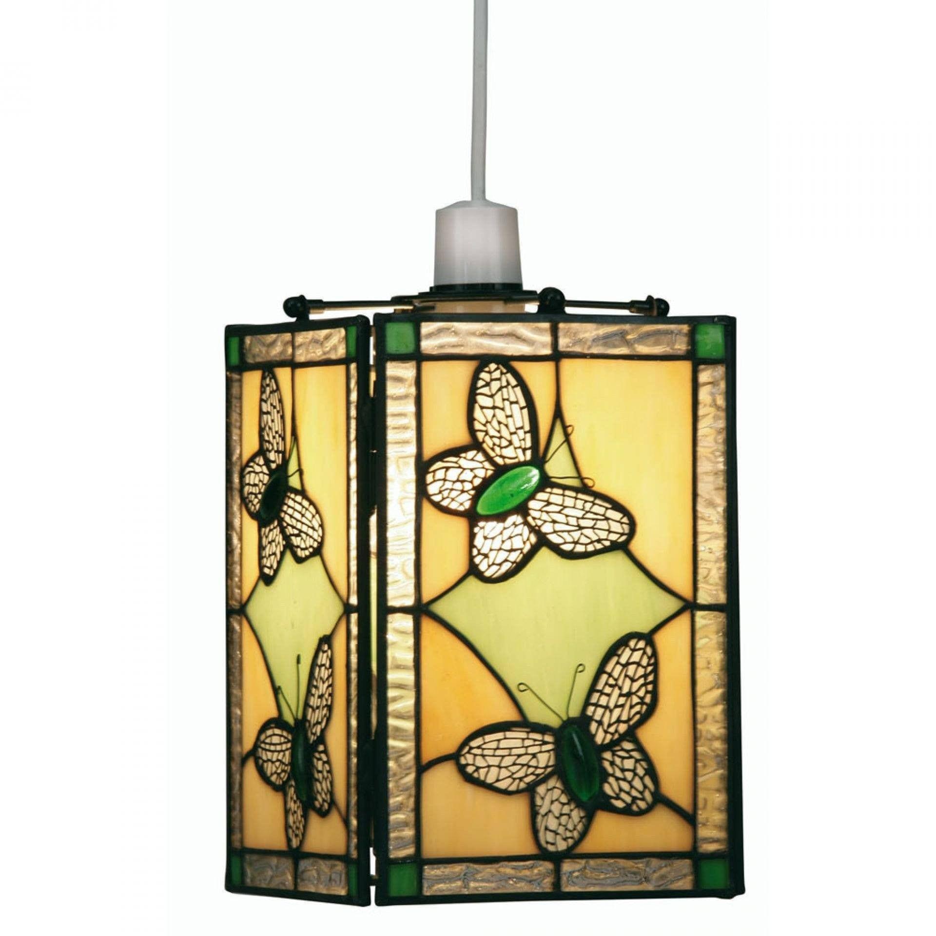 Tiffany Non Electric Pendants - Butterfly Tiffany Green Easy Fit Non Electric Lantern OT 26 GR