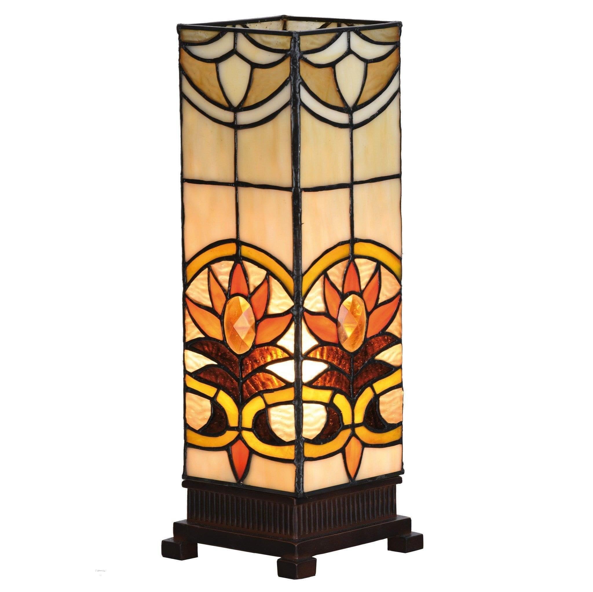 Tiffany Square Table Lamps - Aintree Medium Square Tiffany Lamp