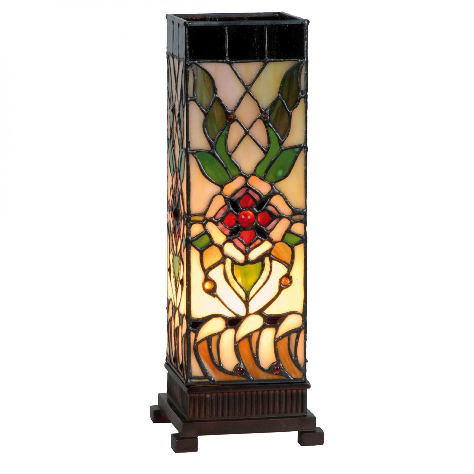 Tiffany Square Table Lamps - Angelique Medium Square Tiffany Table Lamp
