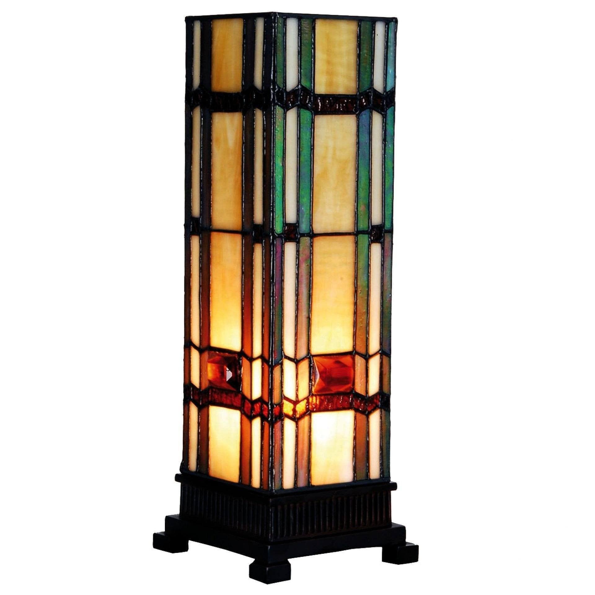 Tiffany Square Table Lamps - Brunswick Medium Tiffany Square Table Lamp